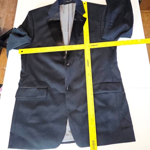 Lauren Ralph Lauren Black Wool Tuxedo Suit 40L Jacket 34x34 pant satin lapel - Picture 7 of 16